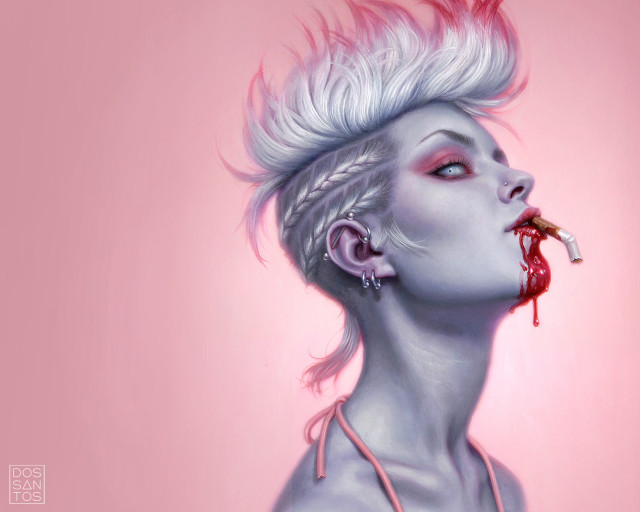 Woman bloody nose white hair free wallpaper for desktop - medium preview image