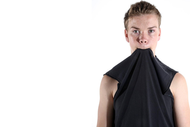 Woman black shirt covering mouth free wallpaper for desktop - medium preview image