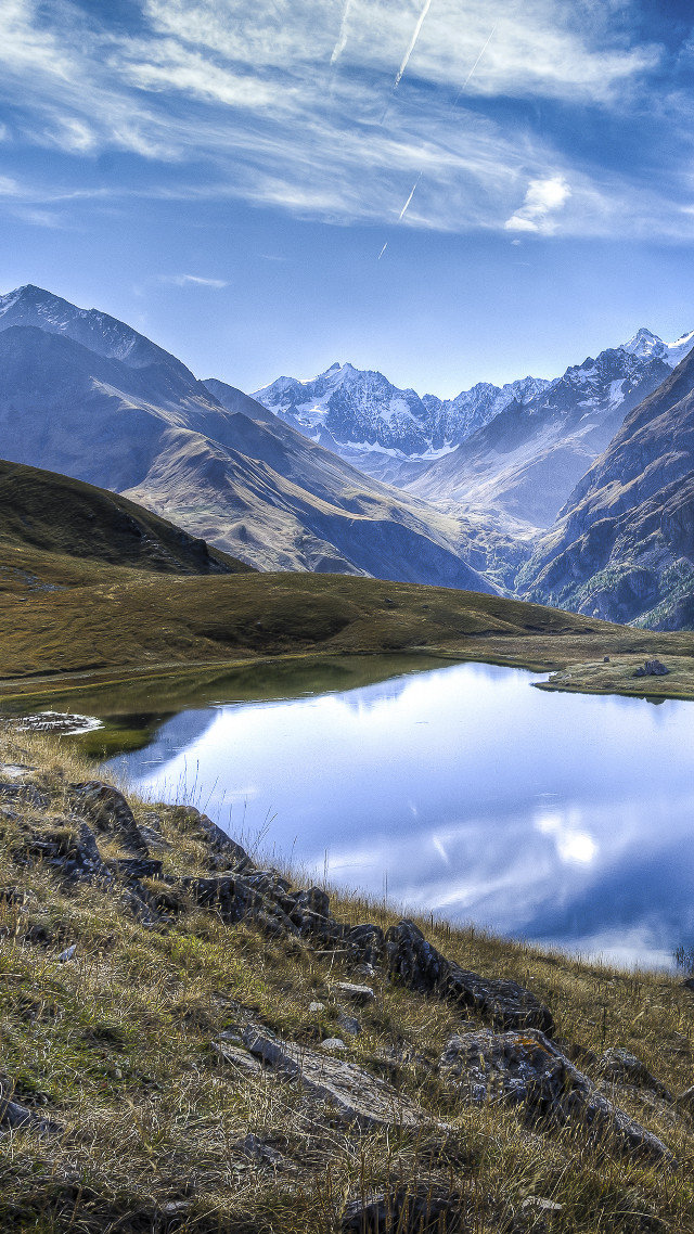 Mountain lake background clouds scenery #3 free wallpaper for mobile - medium preview image