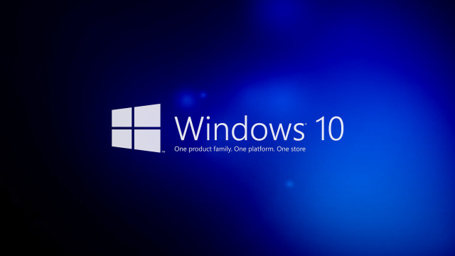 Blue background windows10 logo words free wallpaper for desktop - medium preview image