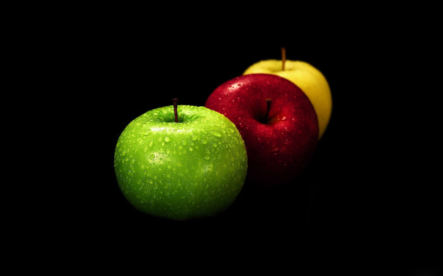 Two apples black background side free wallpaper for desktop - medium preview image