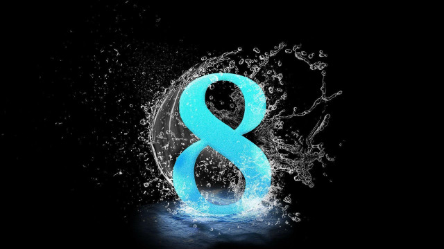 Blue eight splashing water black free wallpaper for desktop - medium preview image