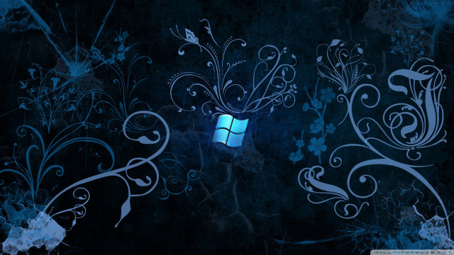 Blue wall window flower design free wallpaper for desktop - medium preview image