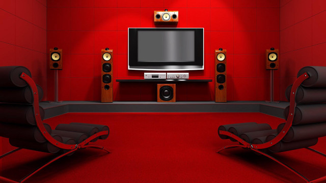 Red wall tv speakers carpet free wallpaper for desktop - medium preview image