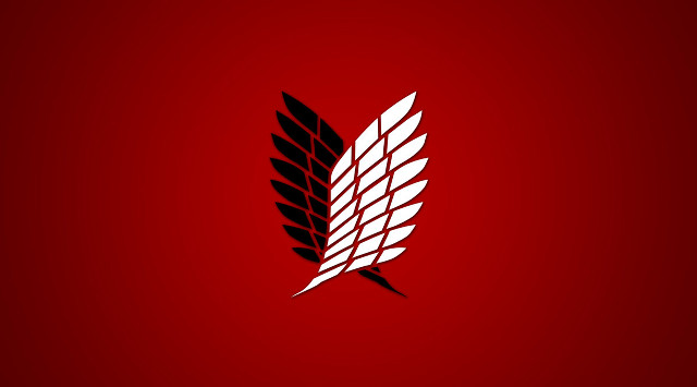 Red black logo white feather free wallpaper for desktop - medium preview image