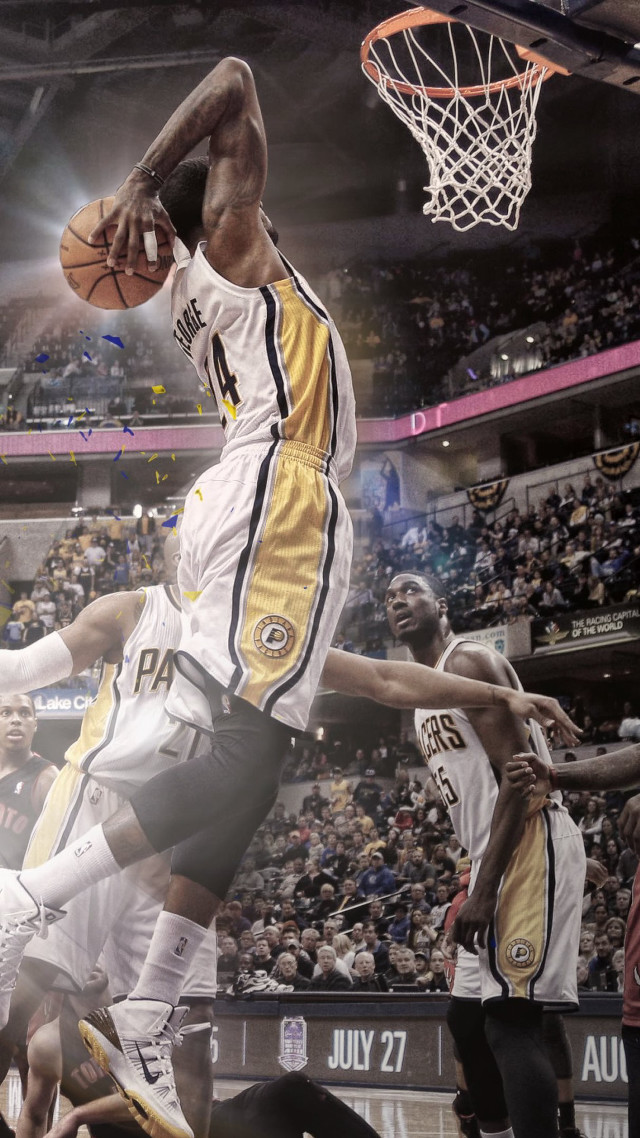 Basketball player dunking crowd watching #2 free wallpaper for mobile - medium preview image