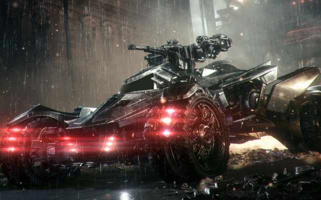Batman motorcycle red lights rain free wallpaper for desktop - medium preview image