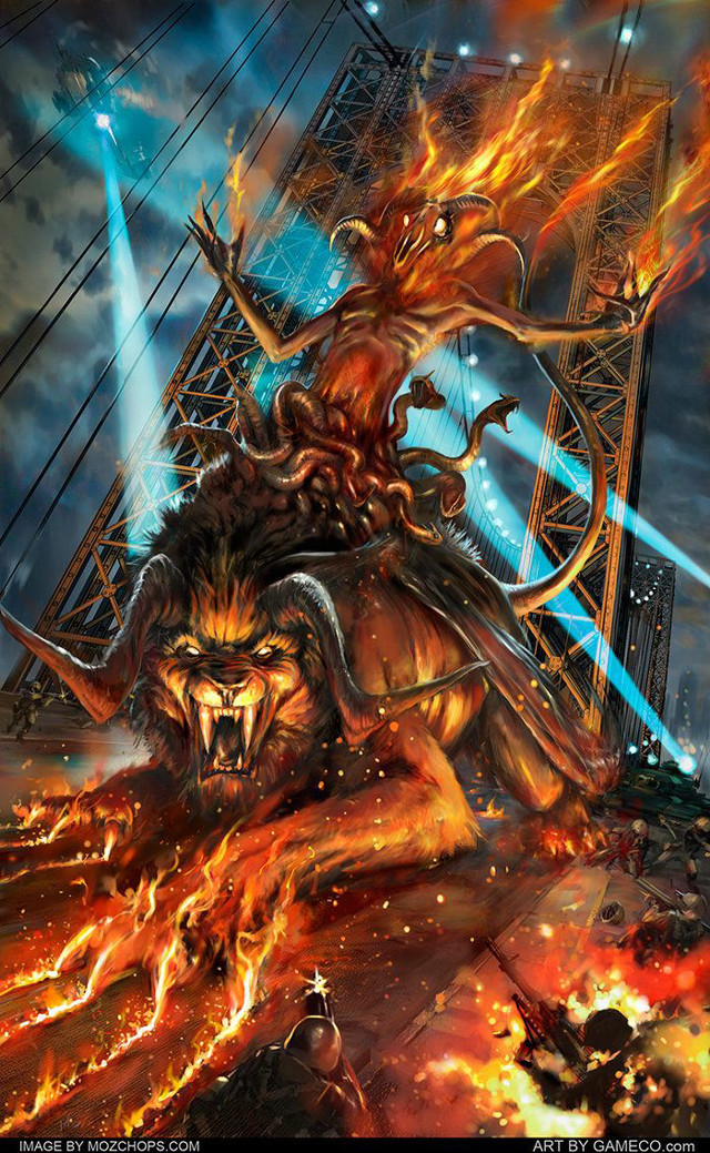 Demonic creature riding demon fire free wallpaper for mobile - medium preview image