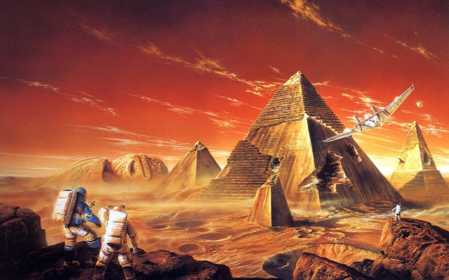 Pyramid man space shuttle rock free wallpaper for desktop - medium preview image