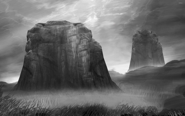 Mountain range foggy sky rock free wallpaper for desktop - medium preview image