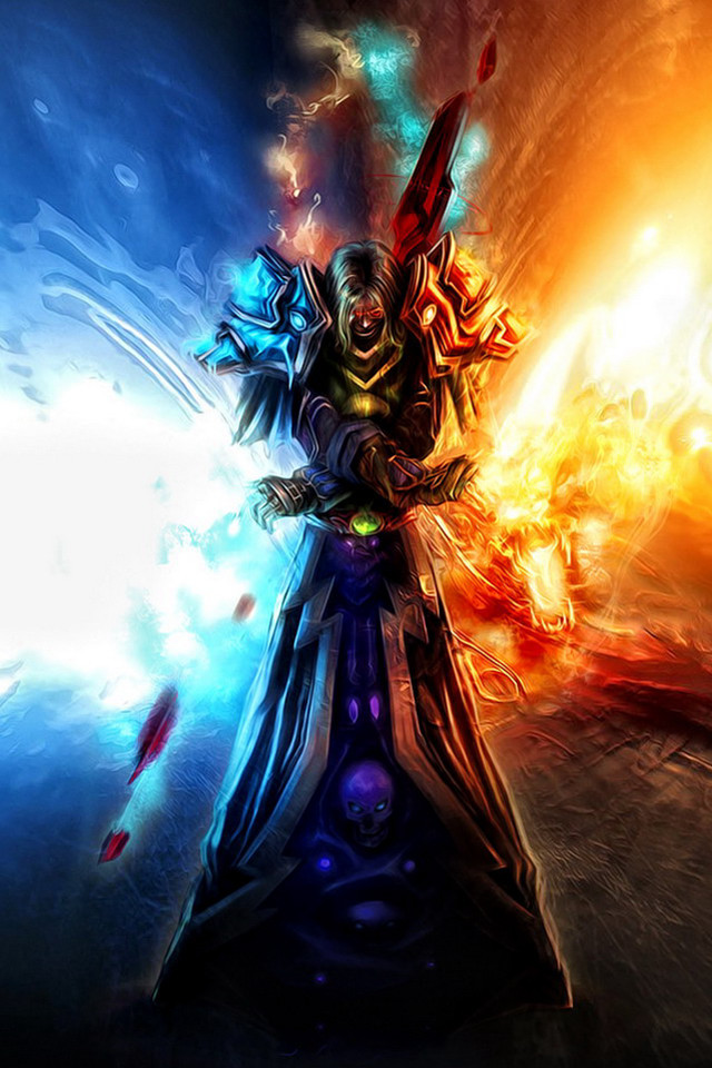 Demon sword fireball blue yellow free wallpaper for mobile - medium preview image