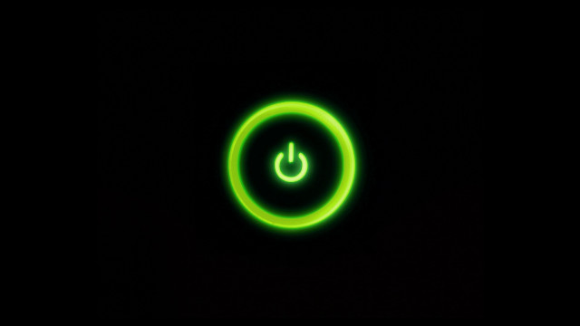 Green glowing button black background #2 free wallpaper for desktop - medium preview image