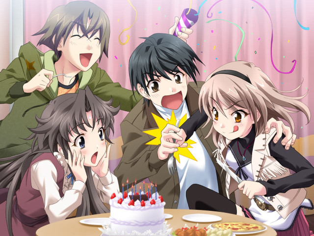 People table cake group celebration free wallpaper for desktop - medium preview image