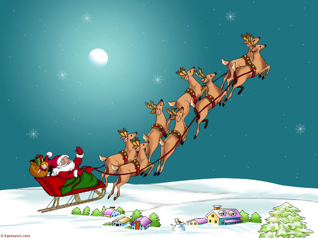 Santa claus sleigh reindeers snow #2 free wallpaper for desktop - medium preview image