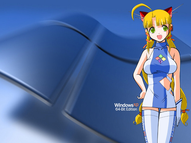 Cartoon cat ears blue wave free wallpaper for desktop - medium preview image