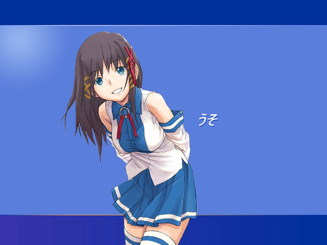 Anime girl short dress ponytail free wallpaper for desktop - medium preview image