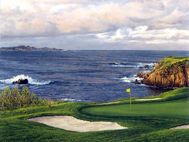 Golf course ocean rocky cliff free wallpaper for desktop - medium preview image