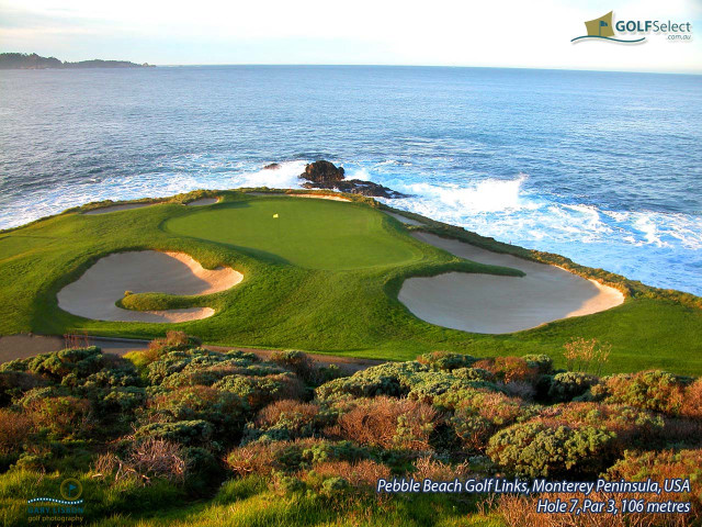 Golf course ocean view left free wallpaper for desktop - medium preview image