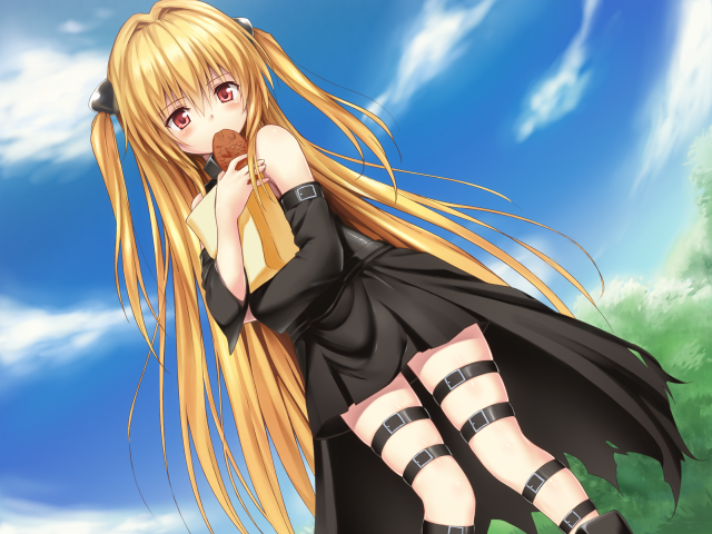 Girl blonde hair black dress free wallpaper for desktop - medium preview image