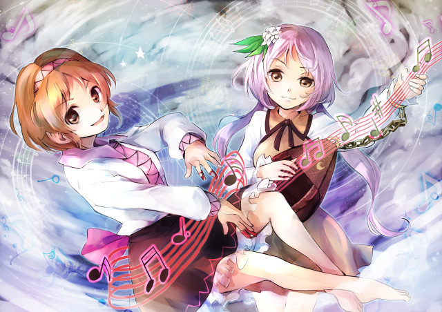 Anime girls pink guitar music free wallpaper for desktop - medium preview image