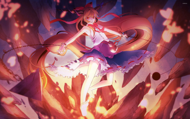 Girl dress rock sword flame free wallpaper for desktop - medium preview image