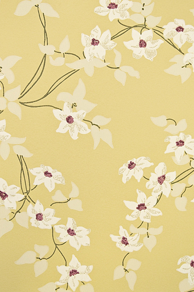Yellow wall flower pattern clock free wallpaper for mobile - medium preview image