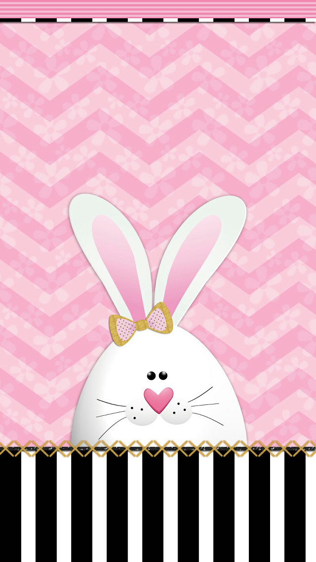 Pink black striped bunny face free wallpaper for mobile - medium preview image
