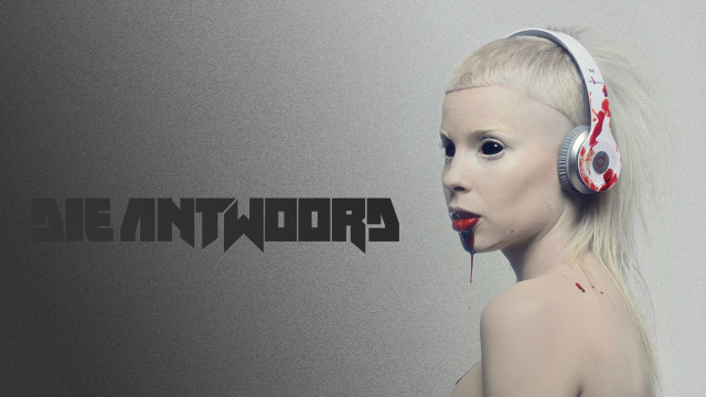 Woman headphones red white band free wallpaper for desktop - medium preview image