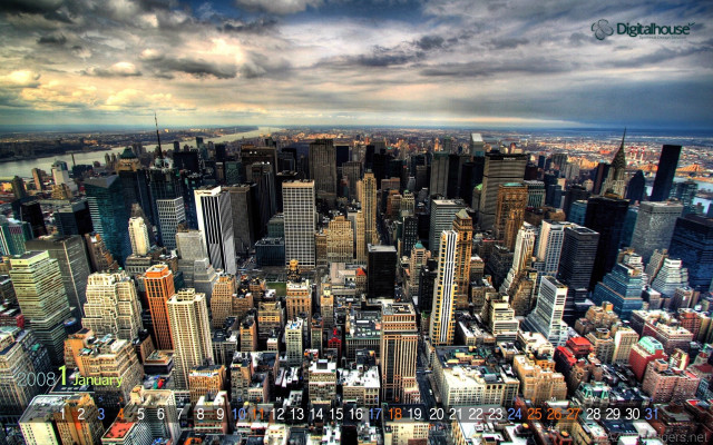 Cityscape cloudy sky buildings foreground free wallpaper for desktop - medium preview image