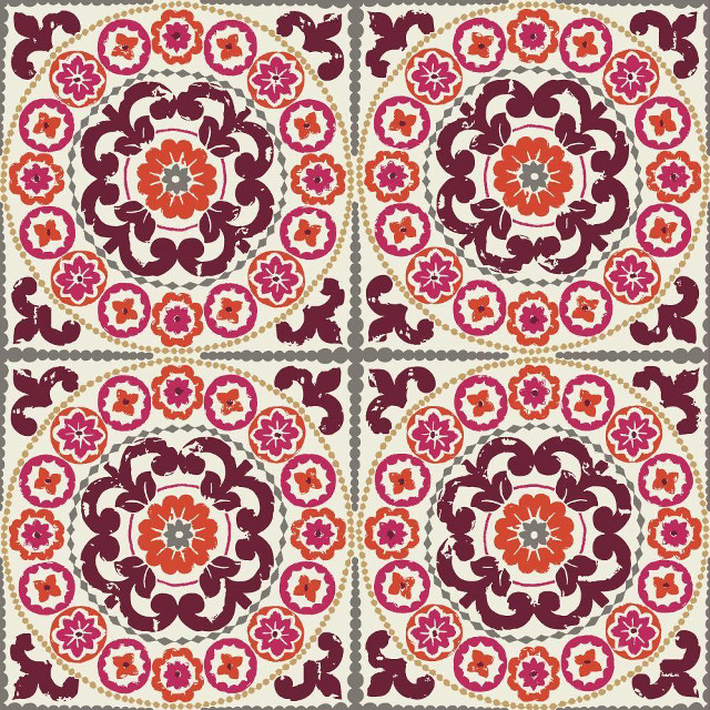 Red white tile flower ornamental free wallpaper for tablet - medium preview image