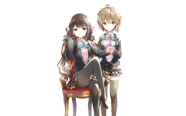 Anime girls chair crossed legs free wallpaper for desktop - medium preview image