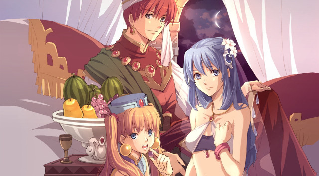 Anime couple room bed fruit free wallpaper for desktop - medium preview image