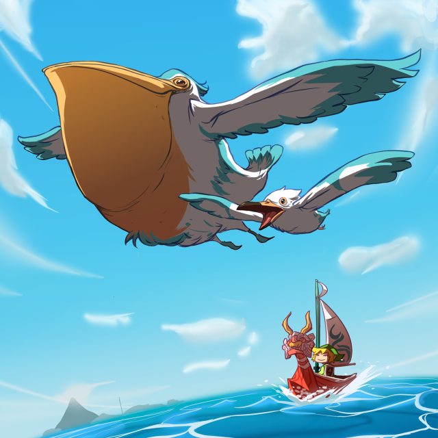 Bird flying boat ocean man free wallpaper for tablet - medium preview image