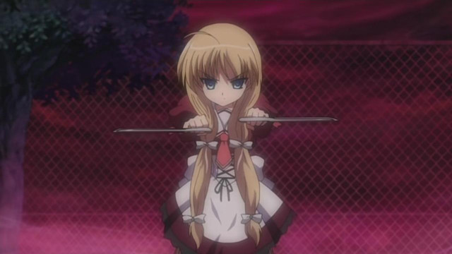 Girl blonde hair sword fence free wallpaper for desktop - medium preview image