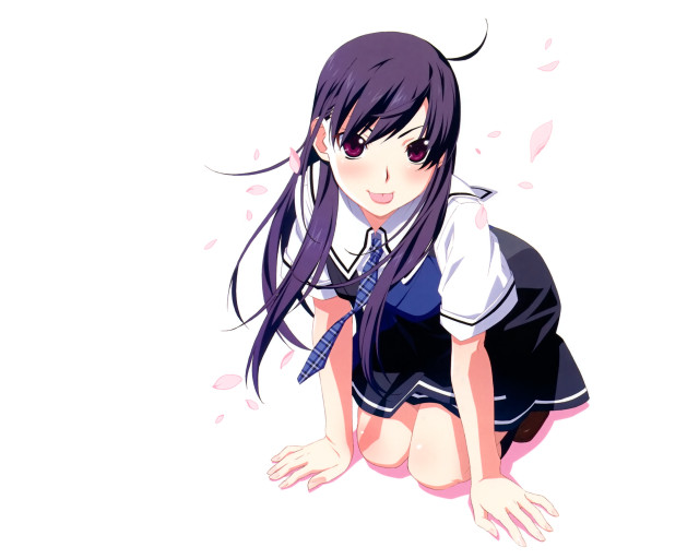 Girl school uniform kneeling hair free wallpaper for desktop - medium preview image