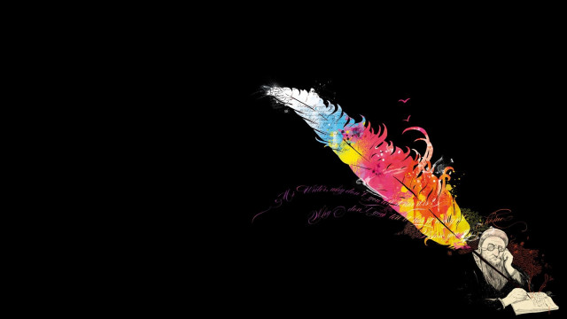 Colorful feather flying dark sky free wallpaper for desktop - medium preview image