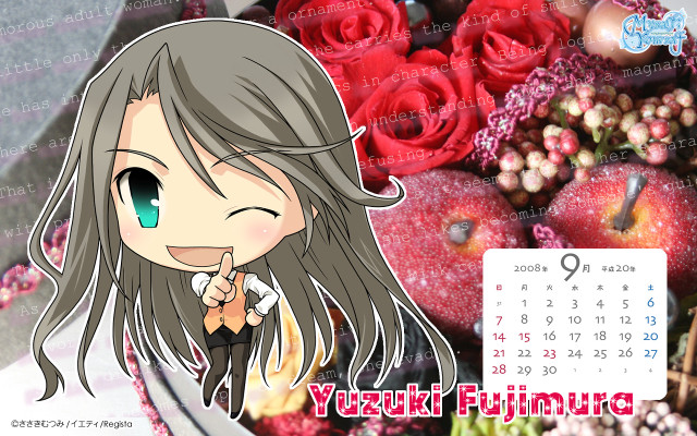 Calendar girl flowers apples background free wallpaper for desktop - medium preview image