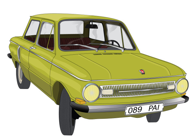 Yellow car brown roof classic free wallpaper for desktop - medium preview image