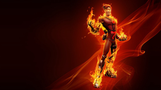 Man red yellow suit flames free wallpaper for desktop - medium preview image