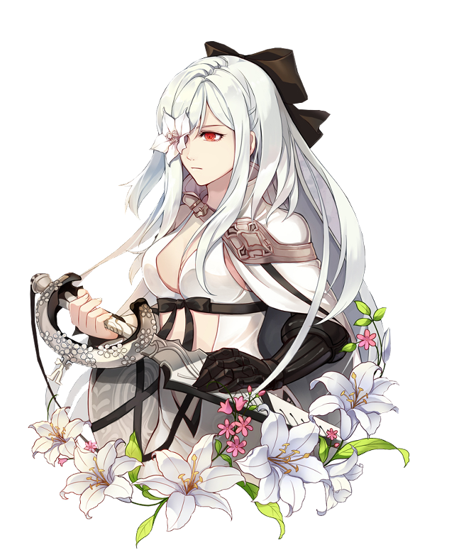 Woman white hair sword hand free wallpaper for mobile - medium preview image