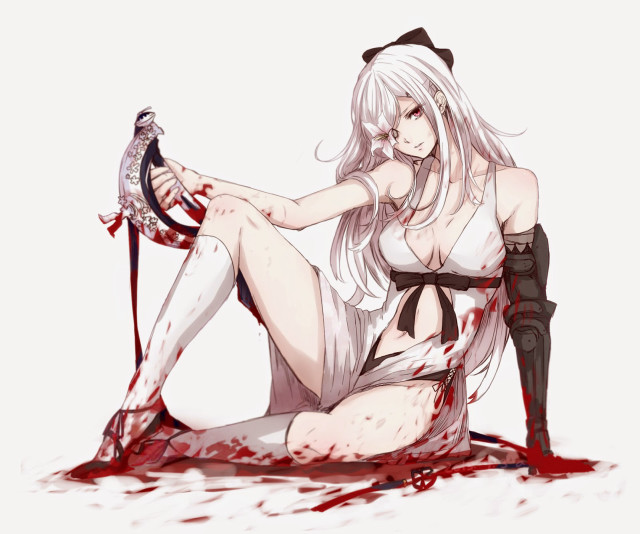 Woman knife blood sitting ground free wallpaper for desktop - medium preview image