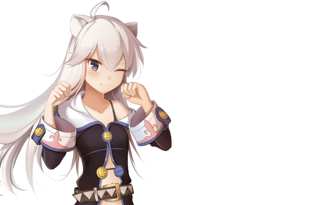 White haired cat eared sword free wallpaper for desktop - medium preview image