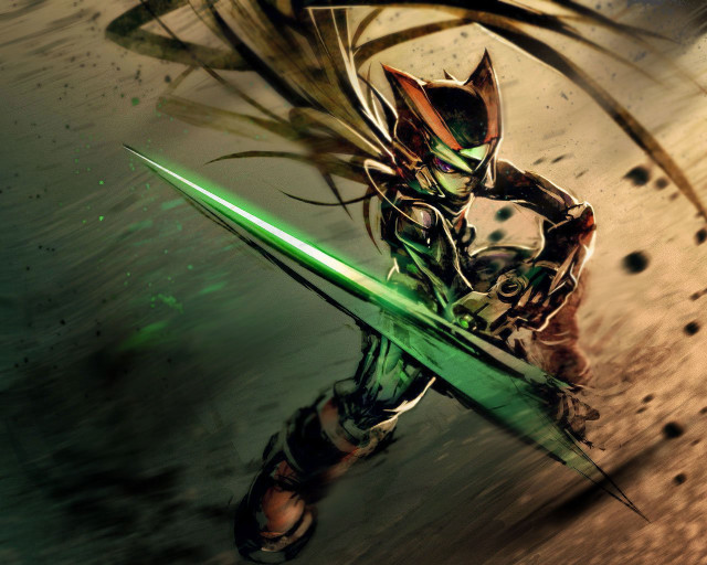 Man armor green sword light free wallpaper for desktop - medium preview image