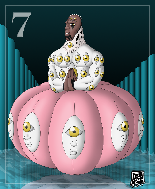 Cartoon man sitting giant pumpkin free wallpaper for mobile - medium preview image