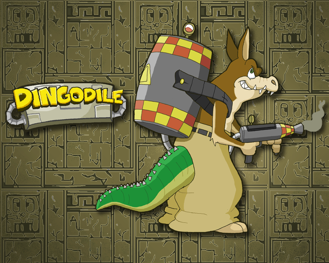 Cartoon character dinosaur gun paint free wallpaper for desktop - medium preview image