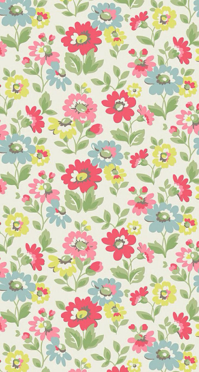 Flowery pattern multicolored flowers leaves free wallpaper for mobile - medium preview image