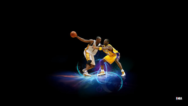 Basketball players light trail blue free wallpaper for desktop - medium preview image