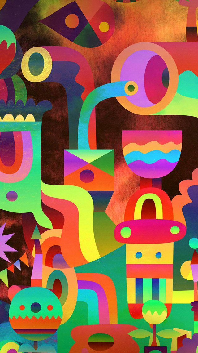 Colorful monsters bird painting black free wallpaper for mobile - medium preview image