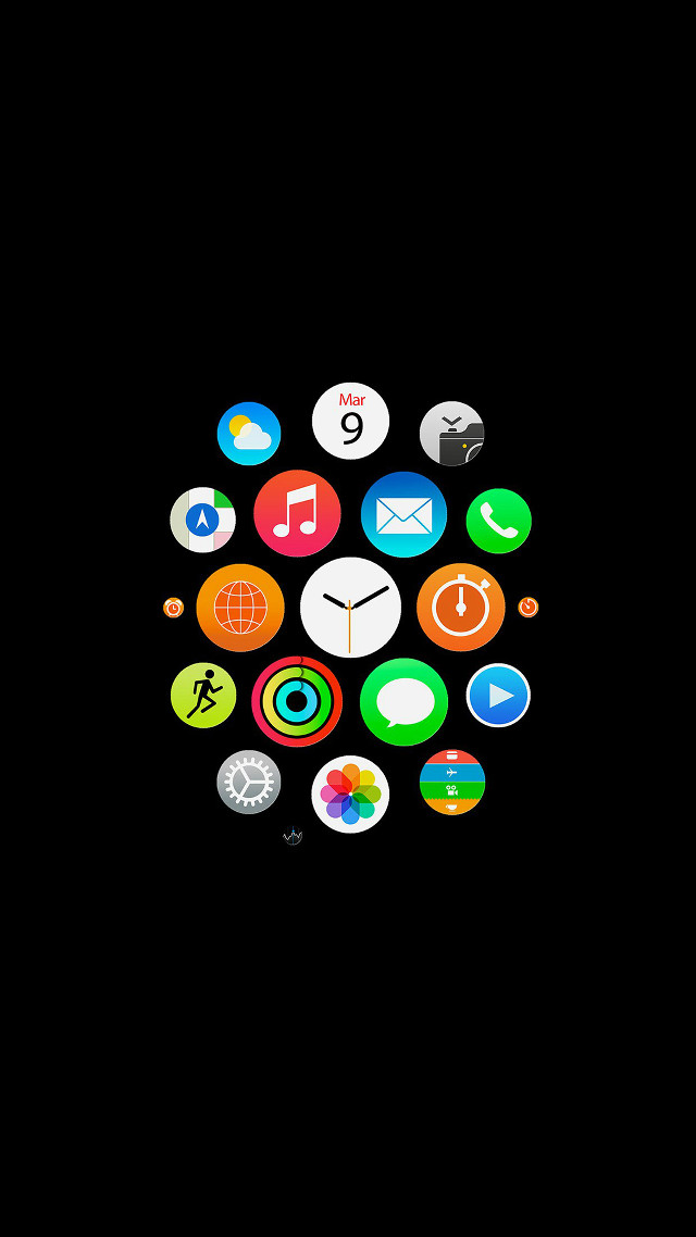 Black background clock icons design free wallpaper for mobile - medium preview image