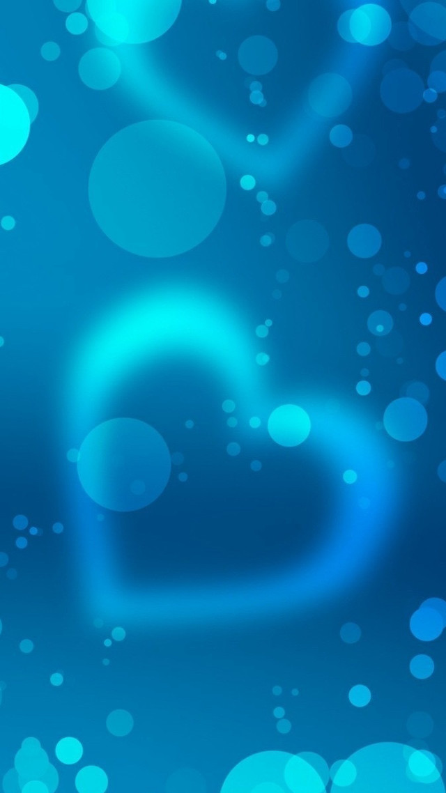 Blue background bubbles heart side free wallpaper for mobile - medium preview image